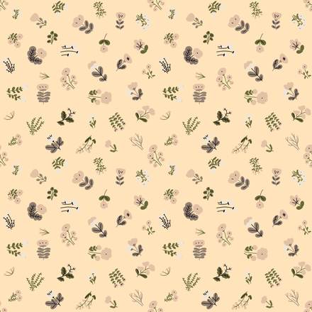 Kitten TEA hand-drawn botanical pattern design