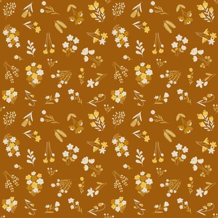 Perching IN Golden Fields hand-drawn botanical pattern design
