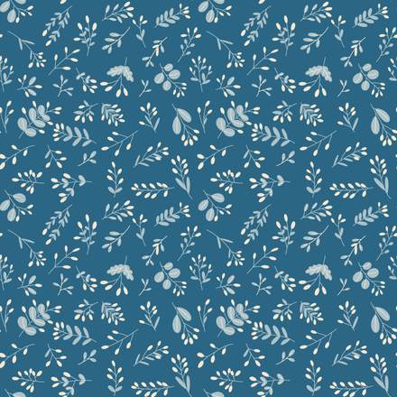 Deep Blue Melancholy hand-drawn botanical pattern design