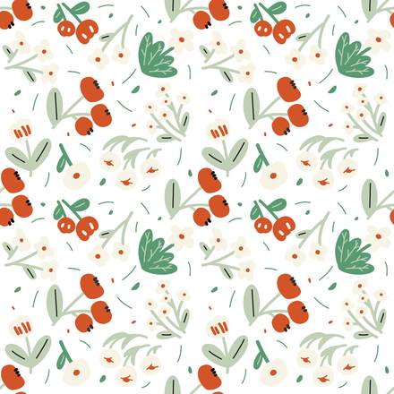 Hawthorn Love hand-drawn botanical pattern design