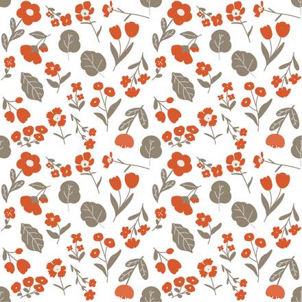 Warm Orange Glow hand-drawn botanical pattern design