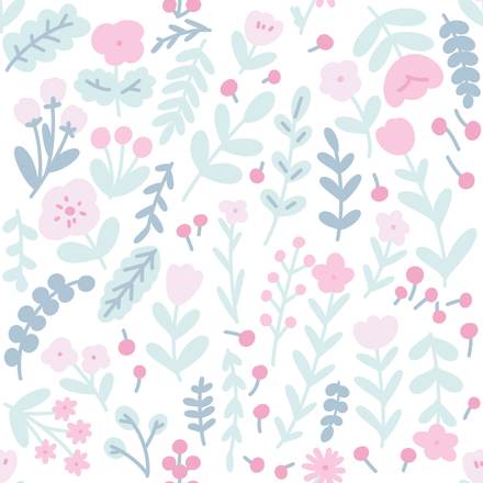 Pearl Ribbons hand-drawn botanical pattern design