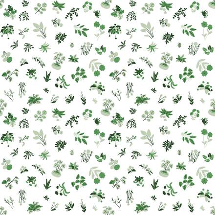Bathed IN Green hand-drawn botanical pattern design