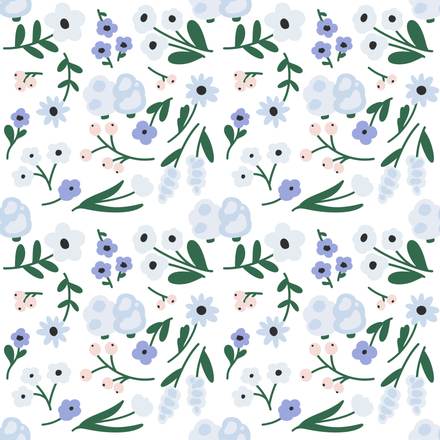 Royal Green Blooms hand-drawn botanical pattern design
