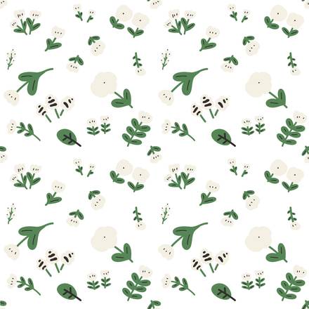 White Botanicals hand-drawn botanical pattern design