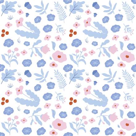 Blue Fragrance hand-drawn botanical pattern design