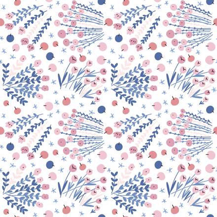Forest Blue hand-drawn botanical pattern design