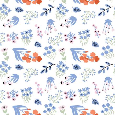 Mottled Blue Collection hand-drawn botanical pattern design