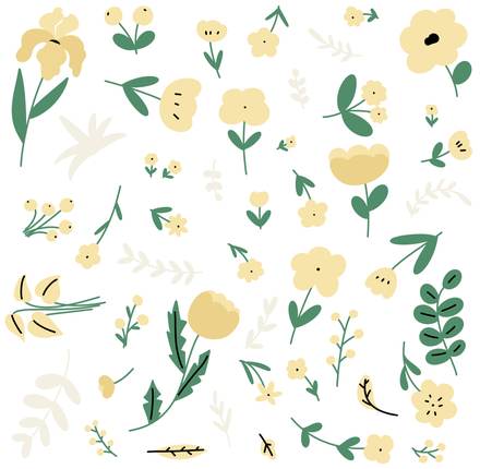 Hedgerow Blooms hand-drawn botanical pattern design