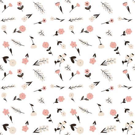 Flowers Fill Market hand-drawn botanical pattern design